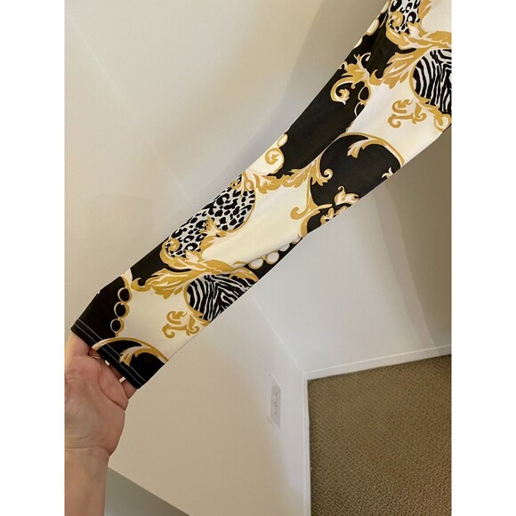 Boohoo Black Gold Chain Print Long Sleeve Kimono Jacket Size Large NEW - Picture 3 of 5